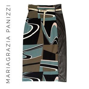MARIAGRAZIA PANIZZI Abstract Patterned Midi Pencil Skirt Size 10